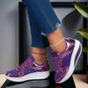 Fashion Purple Mesh Breathable Women Casual Sneakers Lace-up Vulcanized Shoes Ladies Platform Sneakers Female Shoes Plus Size Zapatos De