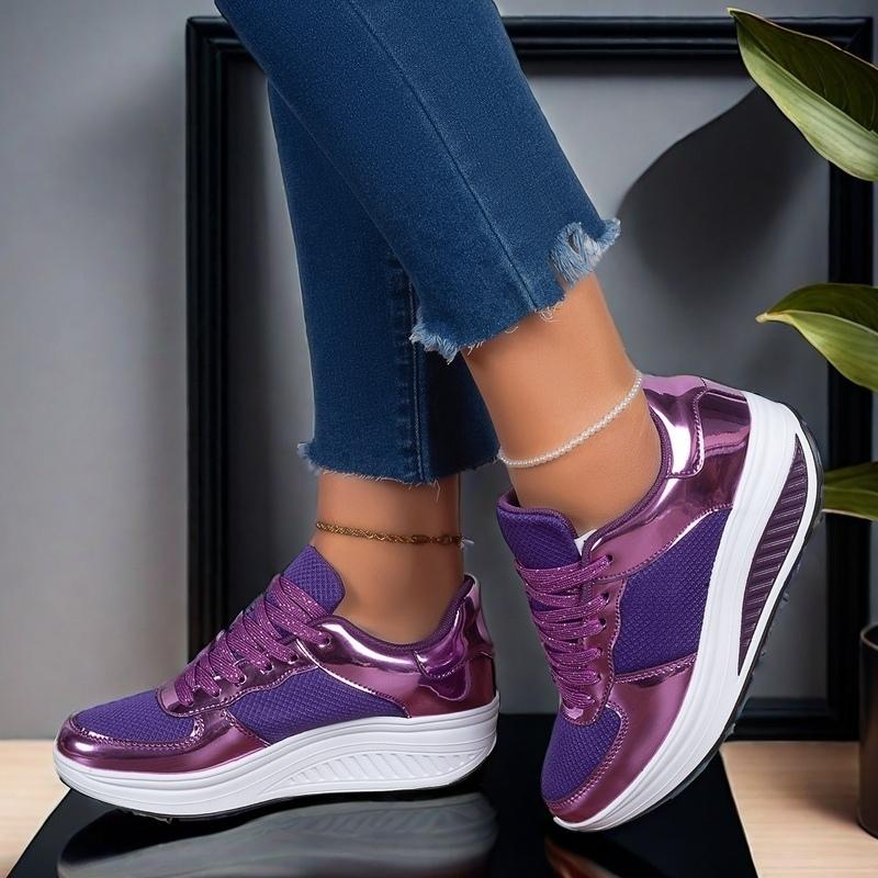 Fashion Purple Mesh Breathable Women Casual Sneakers Lace-up Vulcanized Shoes Ladies Platform Sneakers Female Shoes Plus Size Zapatos De