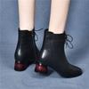 Leder große Baumwolle Damen Kurzstiefel 2025 Herbst und Winter neue Damenstiefel mittlerer Absatz Martin Stiefel runder Absatz Samt Kurzstiefel