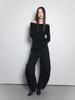 Visus Cotton Curved Pants_Black