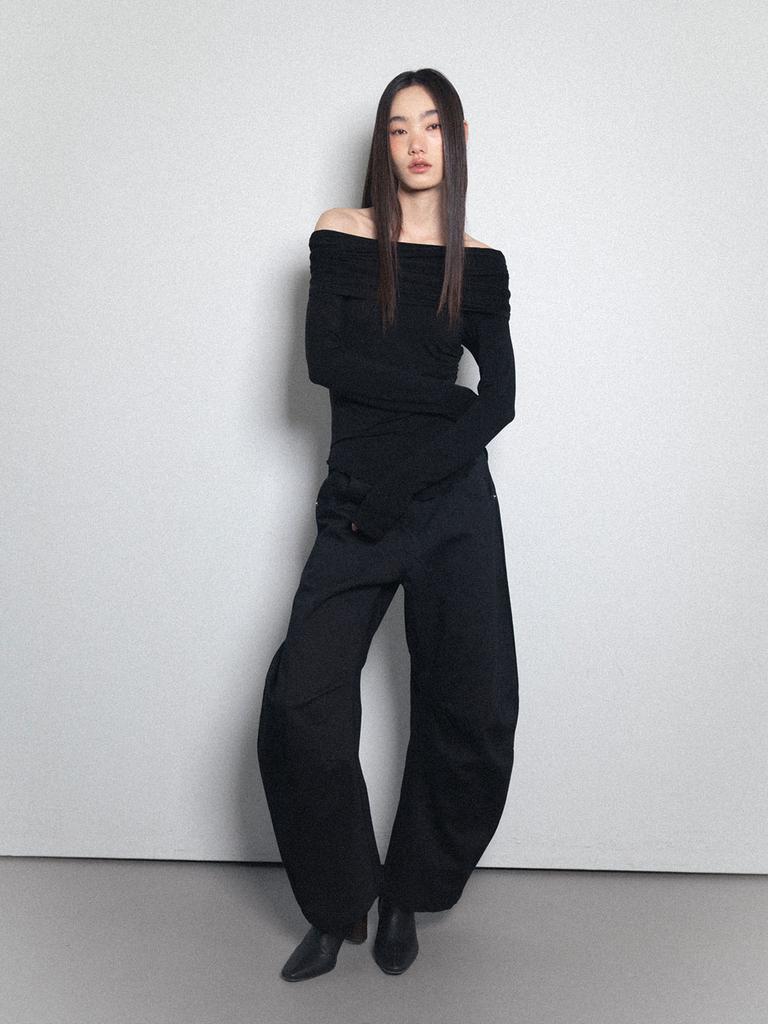 Visus Cotton Curved Pants_Black