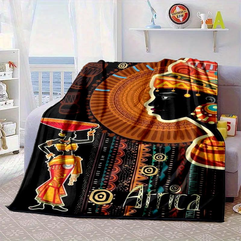 African Women Blanket Flannel Blanket for Bed, Sofa, Camping, Hiking, Picnic Essentials, Gift for Family Fan Gifts