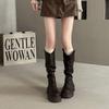 Fashion Retro British Style Thick Heel Platform Boots Women's 2025 Autumn and Winter New Maillard Skirt Knight Boots