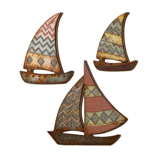 3 Pcs Nautical Sailboat Wall Art Rustic Ocean Coastal Wall