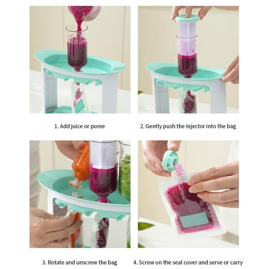 Yousheng Homemade Babies Food Squeeze Station with Reusable Bags Dishwasher Safe BPA-Free Toddlers Puree Food Maker Pouch Filling Station