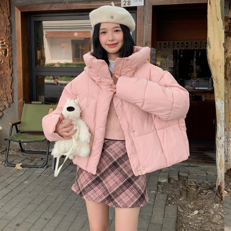 Puff short down cotton jacket women's 2025 winter new Korean Kendou style hooded loose thickened bread jacket