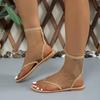 Women's Summer Foreign Trade Women's Flat Sandals Clip Mesh Press Drill Sexy Lace Flat Sandals