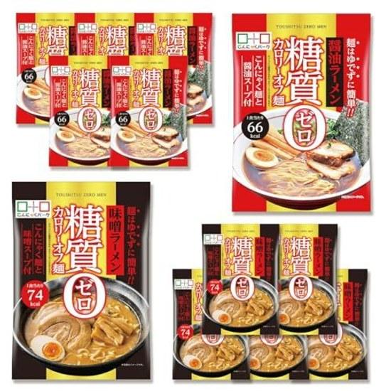 Konjac Park low-calorie noodles 0 carbohydrates soy sauce ramenmiso ramen taste comparison set diet food meal replacement 2 types 1 bag 170g 12 bags