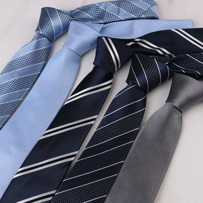 Men's Trend Business Casual Narrow 6cm Polyester Jacquard Tie Solid Color Striped Tie