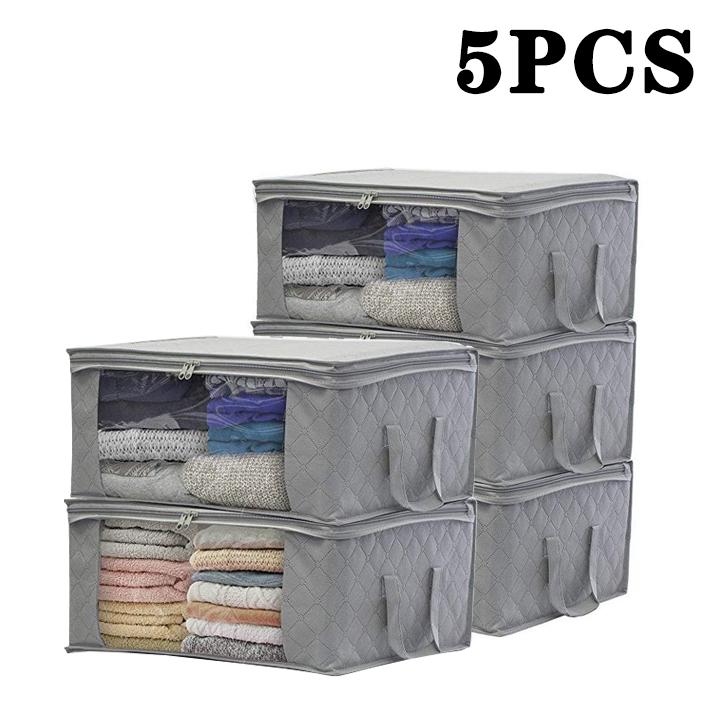 1-5PCS Folding Quilt Storage Bag Large Capacity Nonwoven Clothes Storage Bag Sealed Dustproof Storage Bag Clothes Organiser Box
