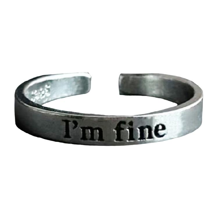 

I m Fine Save Me Inspirational Ring Adjustable Motivational Finger Ring Resiliences Symbol Jewelry Fashion Accessory 1