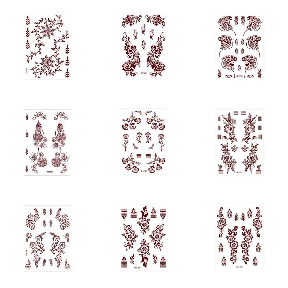 Lace Fake Tattoo Temporary Tattoo Legs Arm Red Henna Tattoo Decals Women/Lady