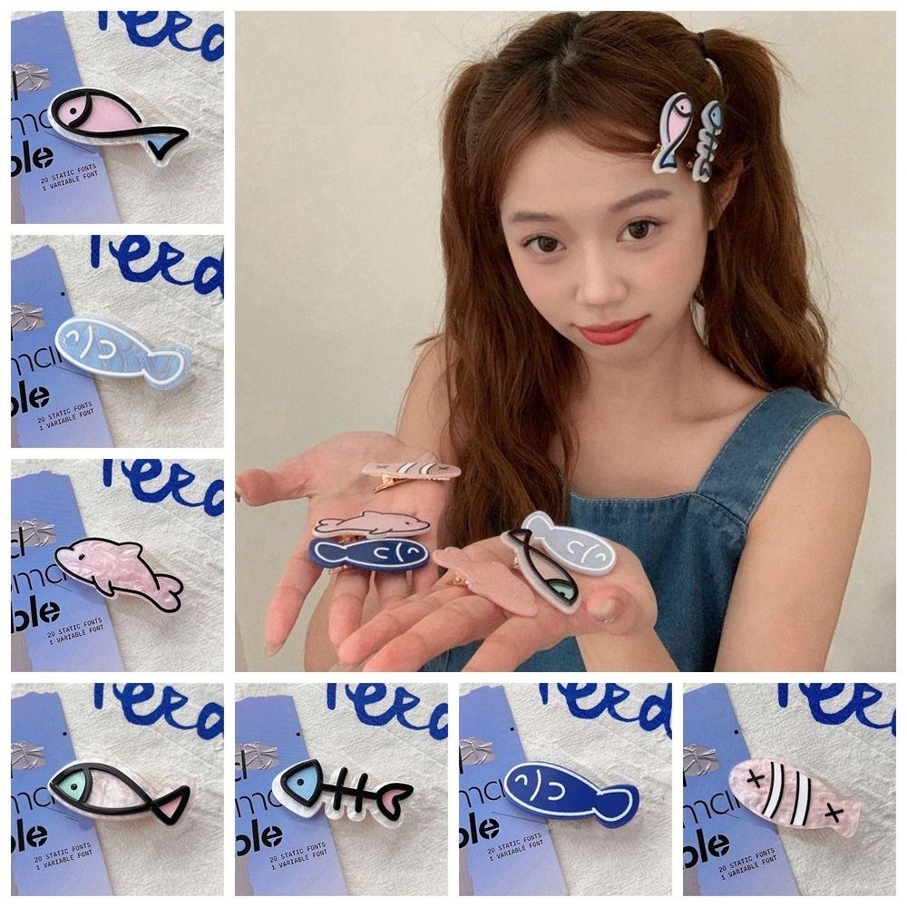 

Geometry Fish Bone Hairpin Cartoon Dolphin Barrettes Funny Animal Hair Clip Girls
