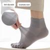 Men's Mid-Calf Five-Toe Cotton Socks - Spring/Summer, Sweat-Wicking, Deodorizing, Solid Color, Seamless, Long, Mesh, Sports, Split-Toe.