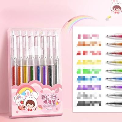 8/12 Farben Schöne glänzende Farbe Sternenhimmel Textmarker Mädchen Scrapbook Notebook Marker Glitzer Zeichenstift Kawaii Schulbedarf