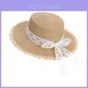 French Sweet Bowknot Straw Hat With Large Brim For Summer Beach Vacation Sun Protection