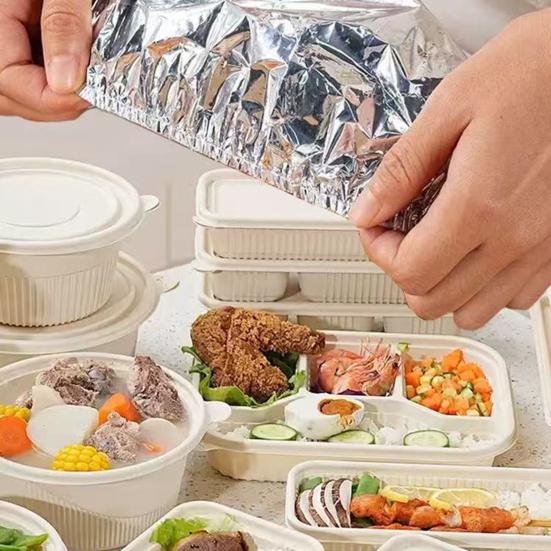 Aluminum Foil Food Covers with Elastic Edge Heat-Retaining Freshness Keeping Bowl Covers for Dishes Pots Pans Reusable Heat Wrap for Home