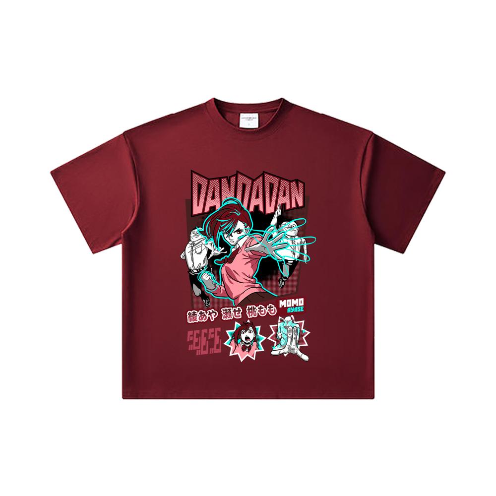 260 GSM Double Yarn 32 Count 100% Cotton Dandadan V15 Momo Print Unisex Heavy Cotton T Shirt