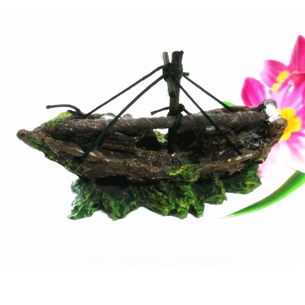 Resin Aquarium Landscape Decoration DIY Wreck Ship Ornament Background Decor