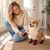 Waterproof Non Slip Dog Socks for Small Medium Dogs Adjustable Strap Durable Soft Fabric Protective Paw Covers