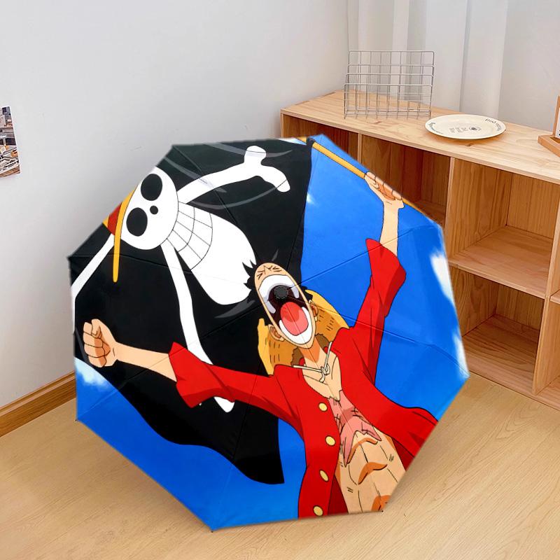 1 PC Automatic Folding Umbrella - Luffy D Pattern Portable Foldable Design With 8 Ribs Christmas Birthday Gifts