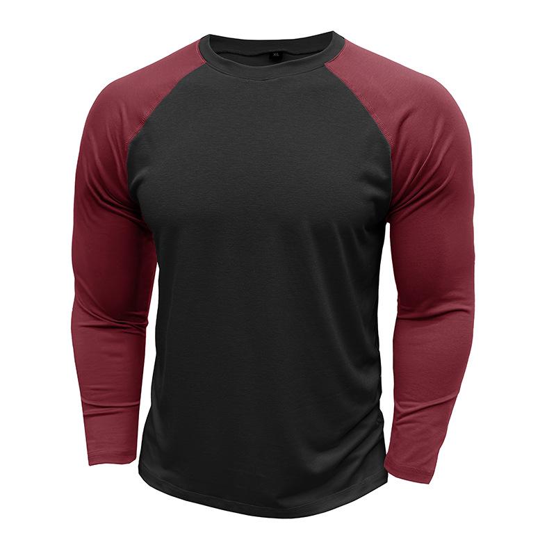 T-shirt casual da uomo a maniche lunghe raglan, vestibilità larga
