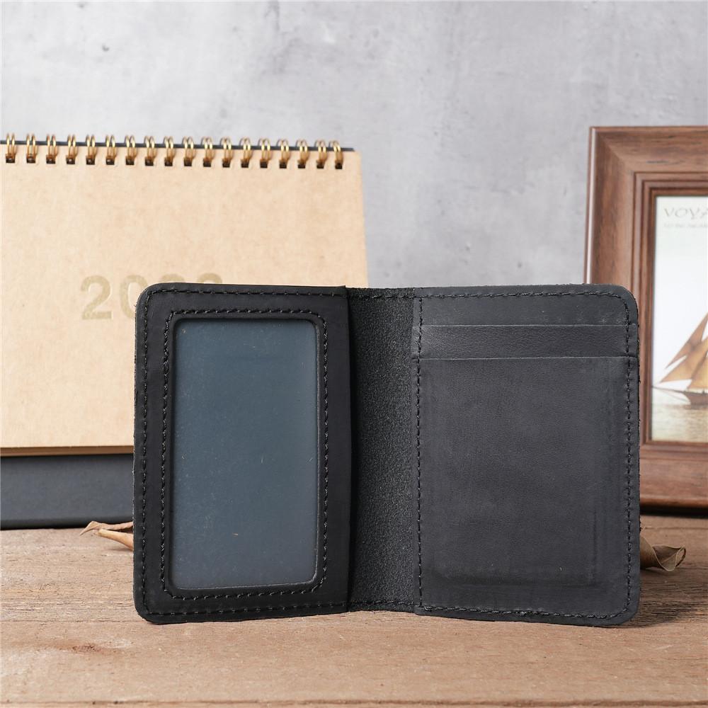 Original Real Leather Mini Card Holder Crazy Horse Leather Driver's License Holder Retro Brown & Coffee Minimalist Card Bag 4 Slots