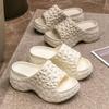 Elegantes Zapatillas de Arrastre Rectas de Fondo Grueso para Mujer, Nuevo Diseño de Diamantes, Zapatos de Playa Antideslizantes de Moda