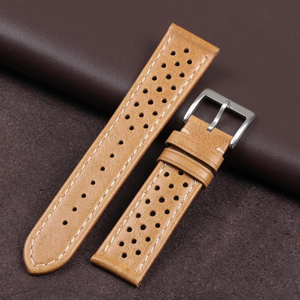 18mm 20mm 22mm Handmade Leather Strap Vintage Cowhide Band Men Women Universal Watchband Breathable Sport Bracelet Accessories