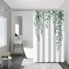 1 Piece Of Watercolor Dripping Leaf Print Shower Curtain, Polyester Fabric, Machine Washable, Suitable For Bathroom Decoration