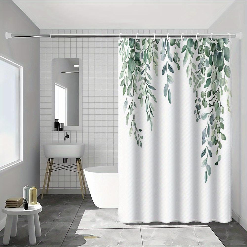 1 Piece Of Watercolor Dripping Leaf Print Shower Curtain, Polyester Fabric, Machine Washable, Suitable For Bathroom Decoration