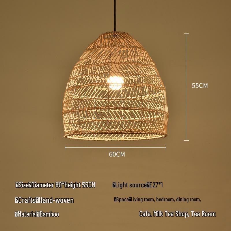 Zen Bamboo Pendant Lamp: Rattan Woven Japanese Tea Room Light