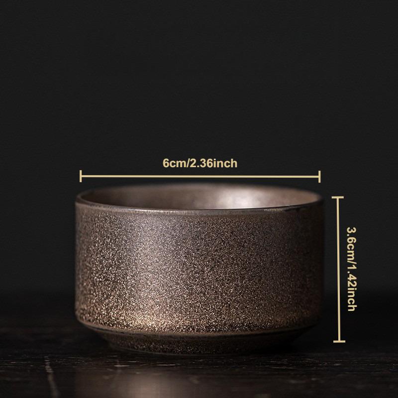 Japanese Gilded Teacup Ceramic Chinese Kung Fu Teaware Set Small Master Cup Retro Stoneware Mug Household Drinkware Tea Ceremony