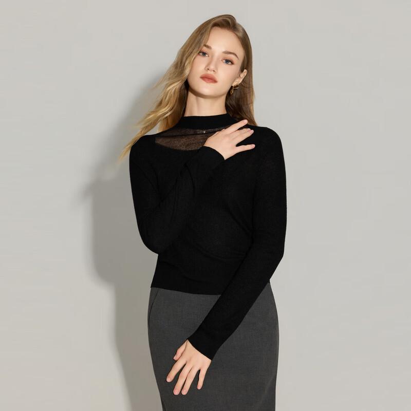 

Женский вязаный свитер из смесовой шерсти с воротником-стойкой