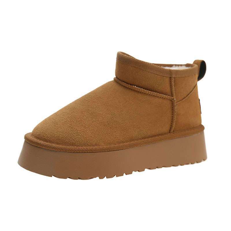 Black snow boots women's fleece thickened 2025 new platform muffin fashion and naked short boots bread cotton shoes tide