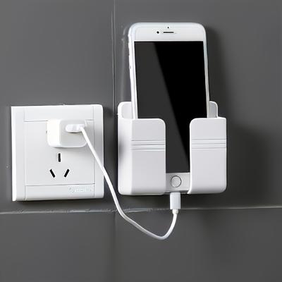 Wall-Mounted Adhesive Phone Holder and Multi-Functional Storage Rack for Bedroom, Kitchen, and Bathroom