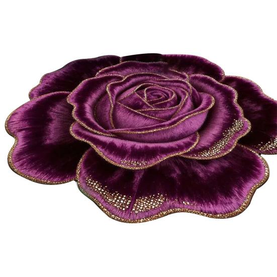 Floral Plush Floor Mat 3D Flower Optical Illusion Rugs Non-Slip Water-Absorbent Bath Mat for Bathroom Bedroom Entrance Vanity Area