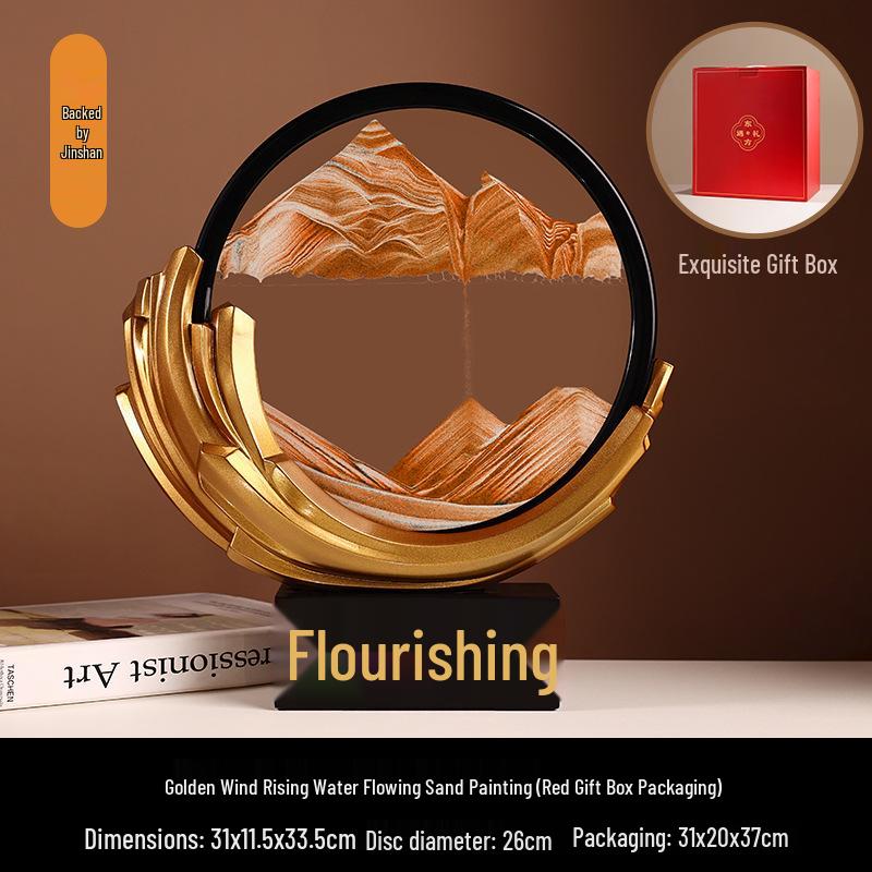 Elegant Chinese Sand Art Ornament for Home, Office, or Wine Cabinet Decor