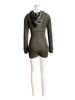 Women Solid Ribbed Two Piece Set Long Sleeve Hooded Cape + Pockets Spaghetti Straps Playsuits Fashion Stretch Streetwear Suits