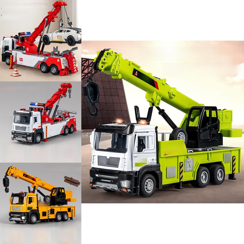 Alloy Inertia Crane Toy Model For Kids With Functional Doors And Rescue Scene Play