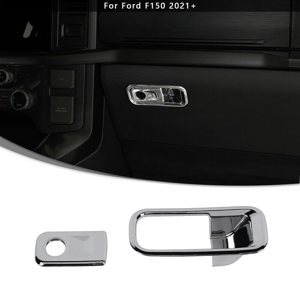 Passenger Side Co-pilot Storage Box Handle Cover Trim For Ford F150 2021+ Chrome