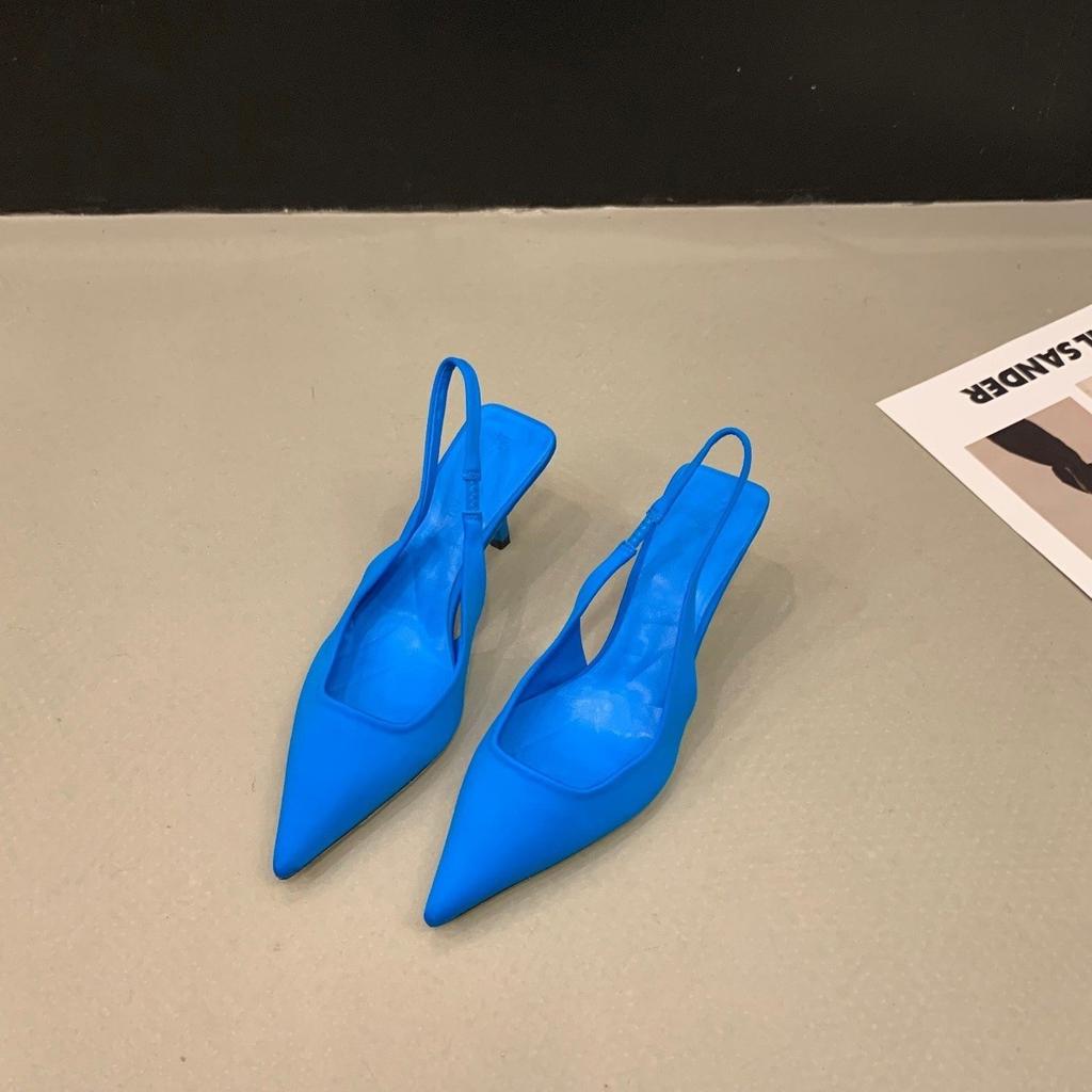 Französische High Heels schwarze Temperament-Sandalen mit Taschenkopf, Feenschuhe, 2025 neue Frühjahrs- und Sommerschuhe mit dünner Ferse und spitzen Einzelschuhen