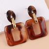 Fashion Square Resin Acrylic Drop Earrings For Women Hollow Geometric Big Statement Trendy Steel Needle Stud Earrings Zircon