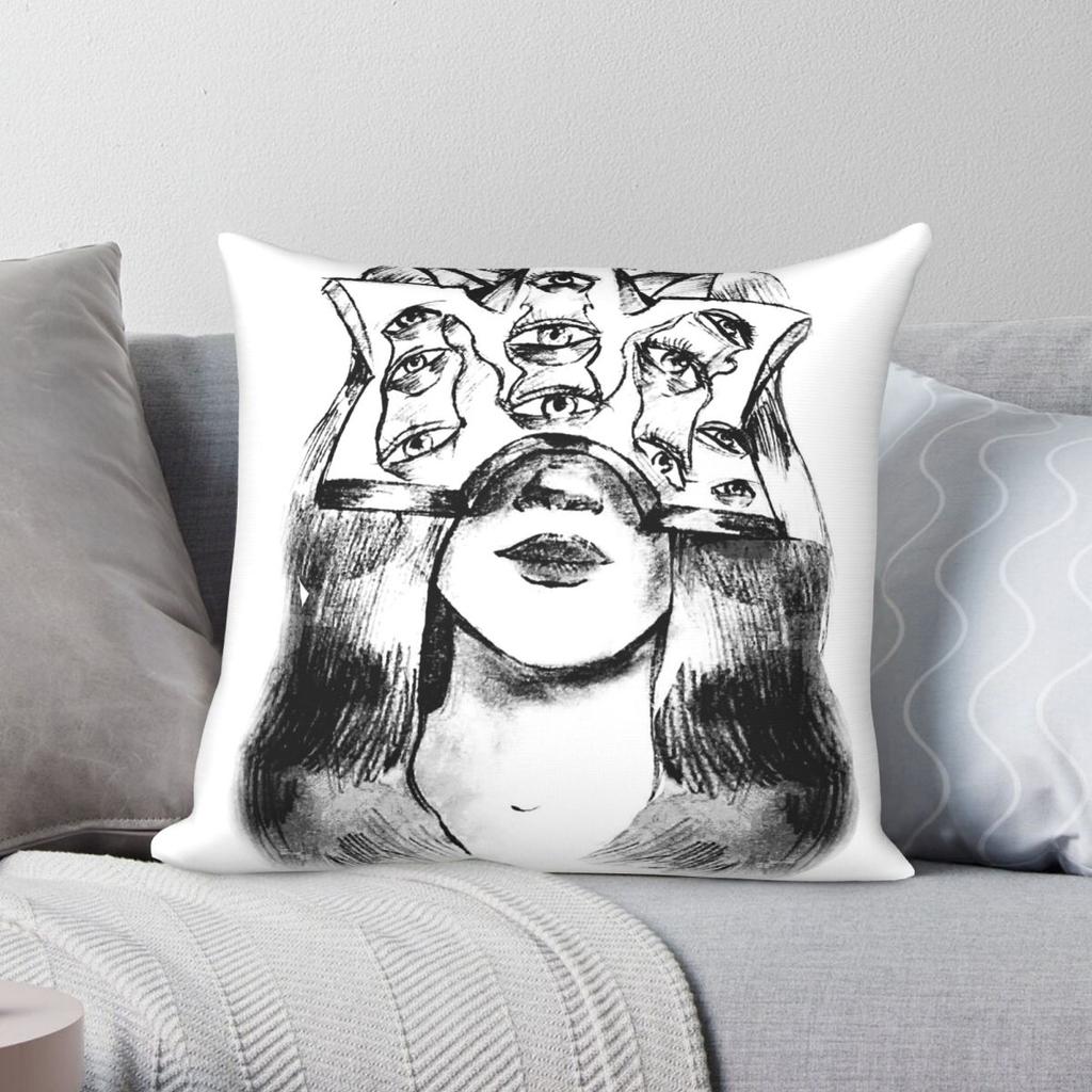 Mysterious Eye Woman Pillowcase Polyester Linen Velvet Printed Zip Decorative Car Cushion Cover