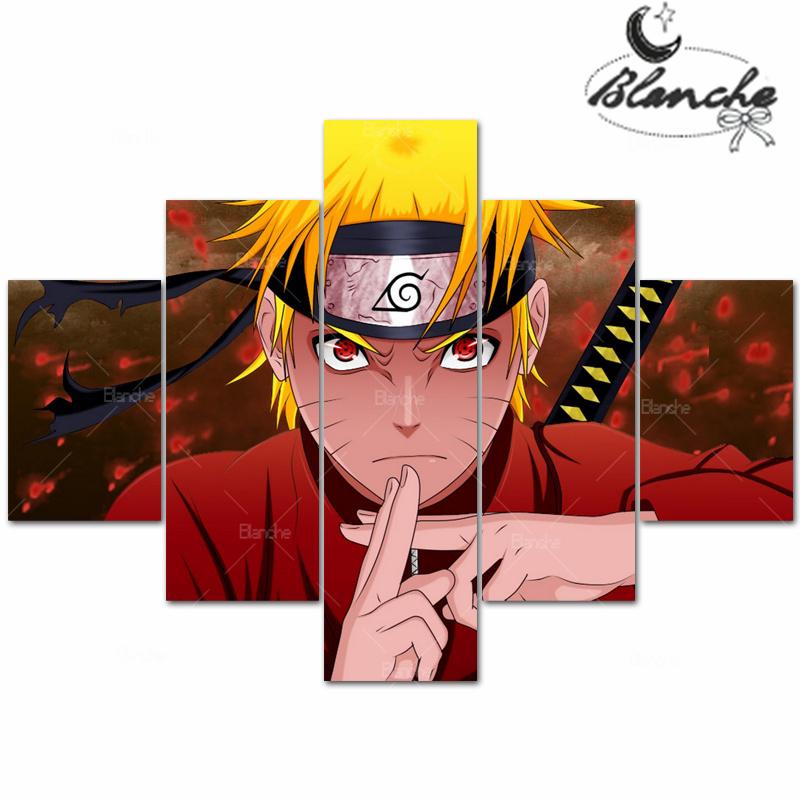 Japanese Anime Naruto 5 Pieces Poster Canvas Painting Naruto Scene Face Wall Art Modern Print For Fans Living Room Home Decor