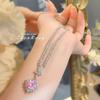 Fashion Temperament Love Pink Diamond Necklace Full Of Diamonds Inlaid With High Carbon Diamonds Heart-Shaped Pendant Bright High Carbony