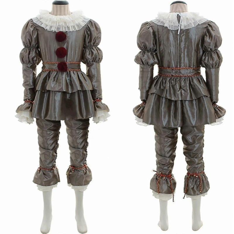 Stephen King's It Full Set Halloween Costume Pennywise Clown Suit Joker_y High Quality