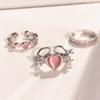 3pcs/set Y2k Styletrendy Open Rings Heart Finger Rings For Women Girls Kpop Sweet Cool Trendy Aesthetic Jewelry Gifts Jewelry