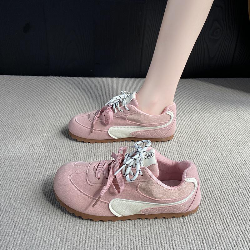 Thick-soled Red Women's Spring New Racing Shoes Lace-up Color Matching Casual Shoes Mango Head Clown Shoes