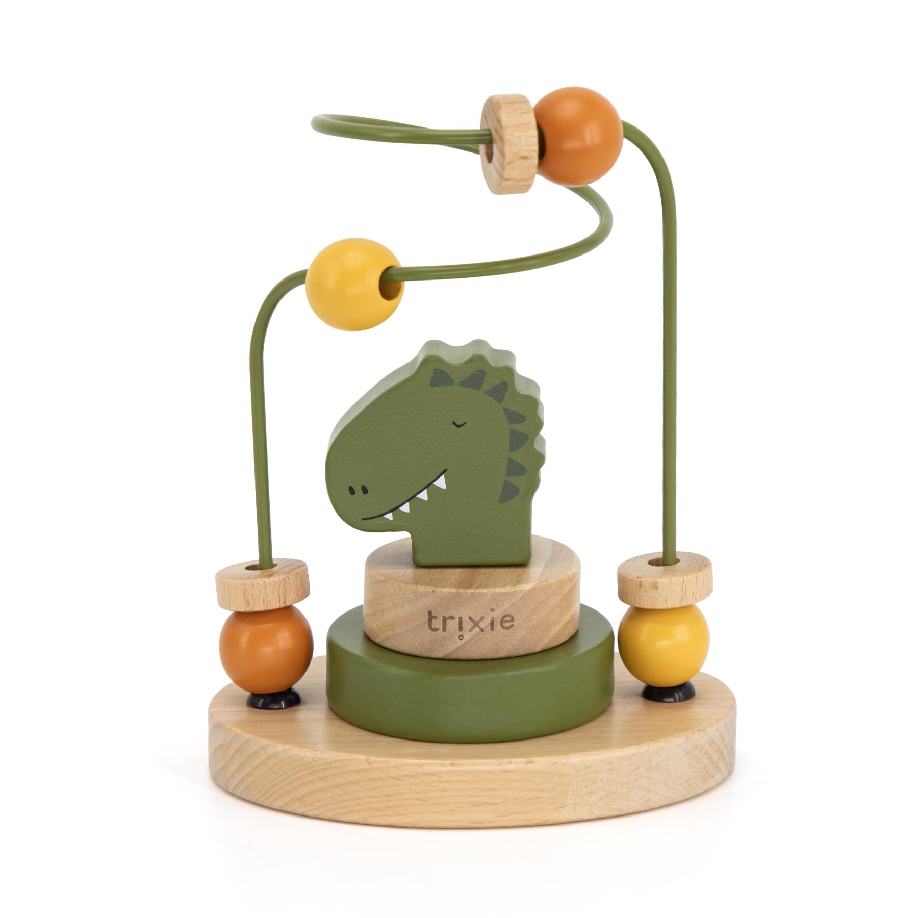 

Trixie Looping Wooden Bead Coaster Toy for Newborns and Kids, Animal Beads, Maze, Mr. Dino
